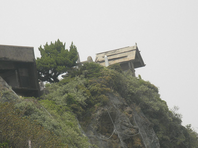 The shrine at the top of Hashima Island