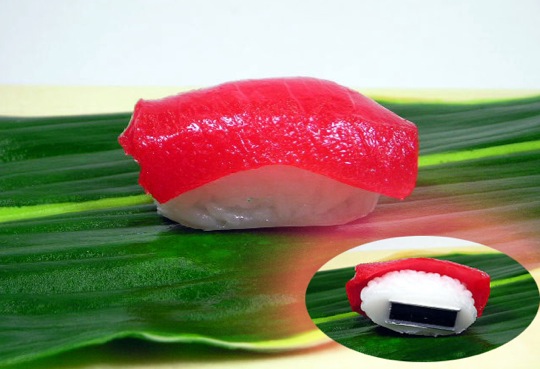 A fridge magnet in the shape of tuna sushi
