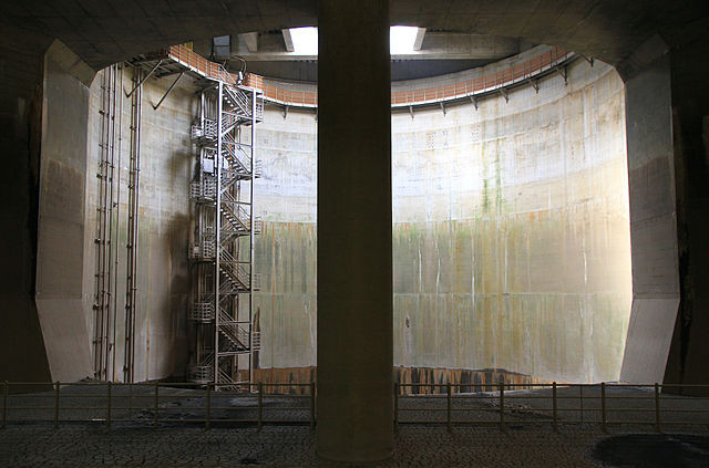 One of the silos of the G-Cans Project in Tokyo
