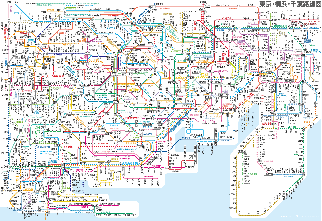 A mao of most of the train services in greater Tokyo